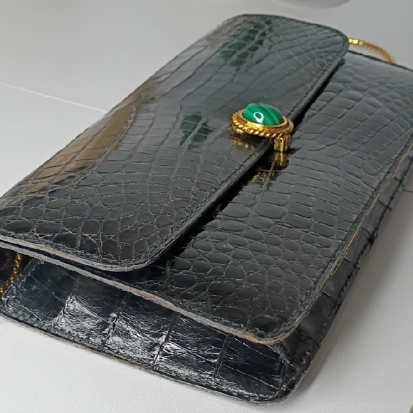 Vintage 60s Pedro Mayorga Buenos Aires Black Crocodile Embossed Clutch - Picture 7 of 16